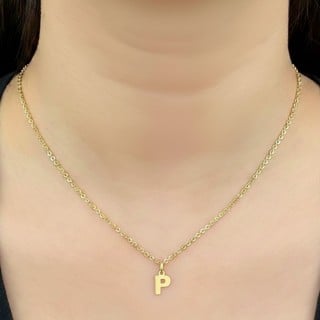 Pingente letra P de ouro 18k