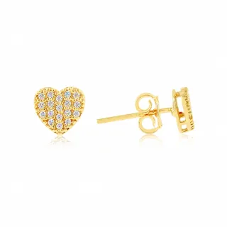 Brinco de ouro coração Moissanite chuveiro pavê