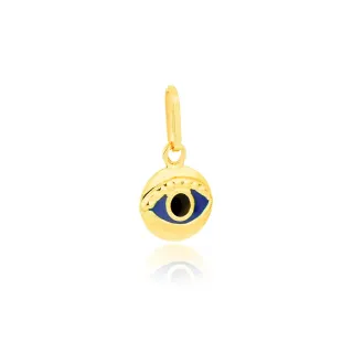Pingente de olho grego de ouro 18k redondo esmaltado