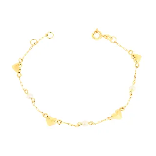 Pulseira de ouro infantil coração e bolinha bebê