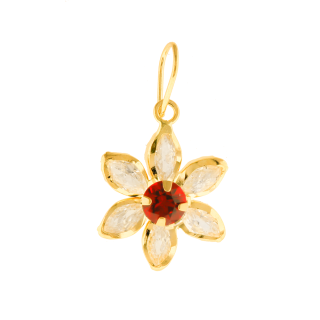 Pingente de ouro 18k flor com pedras zircônia