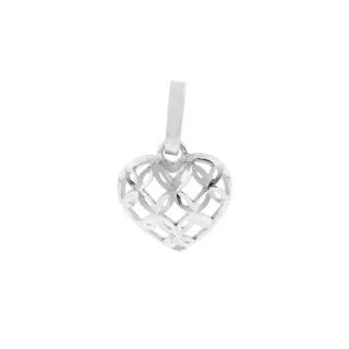 Pingente de ouro branco 18k coração
