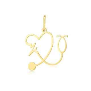 Pingente de ouro 18k medicina estetoscópio