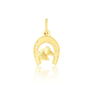 Pingente de ouro 18k ferradura com cavalo