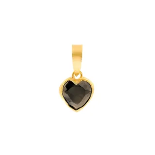 Pingente de ouro 18k coração pedra preta