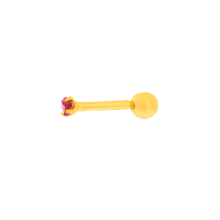 Piercing de ouro 18k cartilagem tragus pedra 2mm vermelho