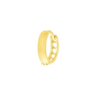 Piercing argola orelha ouro 18k pequena coração