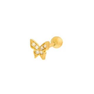 Piercing borboleta de ouro 18k orelha cartilagem tragus