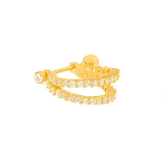 Piercing conch argola dupla com pedras ouro 18k