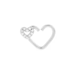 Piercing de cartilagem ouro 18k branco coração