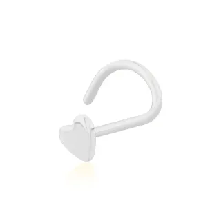 Piercing de nariz ouro branco 18k coração mini