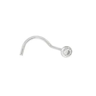 Piercing de nariz ouro branco 18k ponto de luz