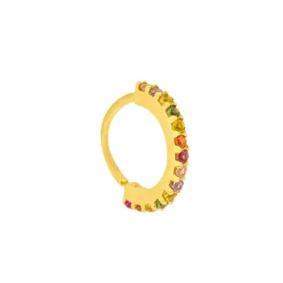 Piercing de orelha com pedras coloridas ouro 18k