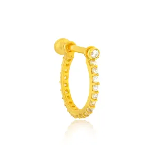 Piercing de orelha de ouro 18k zirconias argola