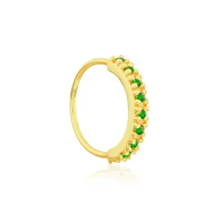 Piercing de orelha helix tragus pedra verde ouro 18k