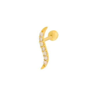 Piercing de orelha ouro 18k onda com pedras 
