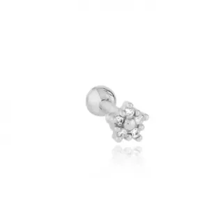 Piercing de orelha ouro branco 18k florzinha