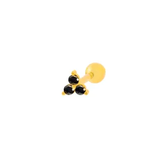 Piercing de orelha pedra preta ouro 18k