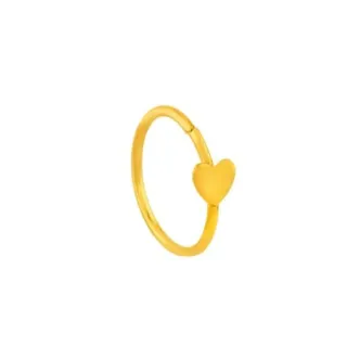 Piercing de ouro 18k argola com coração placa