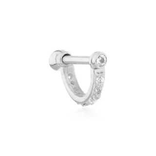 Piercing de ouro 18k branco para cartilagem com pedras zircônias