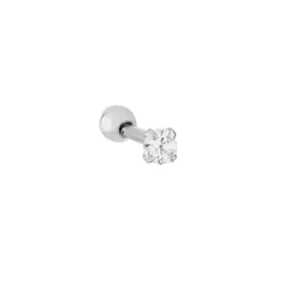 Piercing de ouro 18k branco para tragus ponto de luz