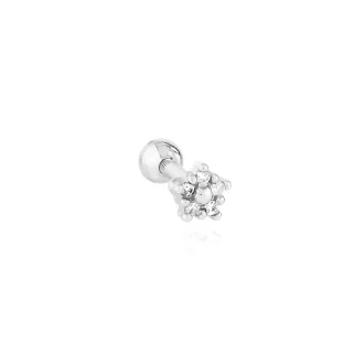 Piercing de orelha ouro branco 18k florzinha