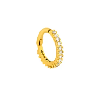 Piercing de ouro 18k cartilagem argola com pedras 1cm