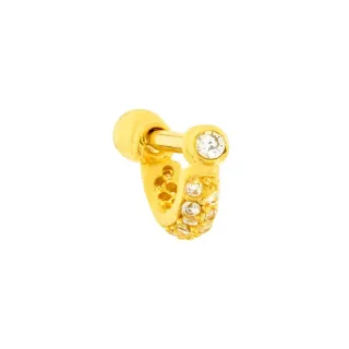 Piercing de Ouro 18k Cartilagem cravejado de zircônias