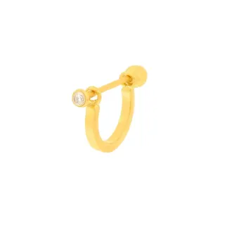 Piercing de ouro 18k cartilagem liso pino com pedra