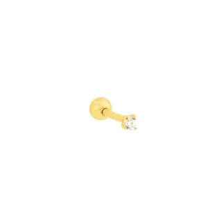 Piercing de ouro 18k cartilagem tragus pedra 2mm branco