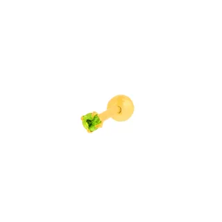 Piercing de ouro 18k cartilagem tragus pedra 2mm verde 