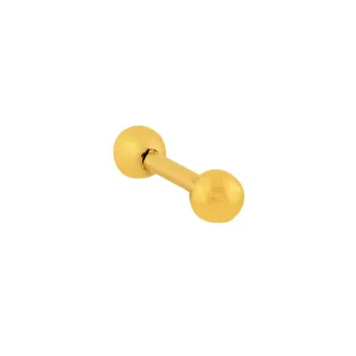 Piercing de ouro 18k de orelhas reto com bolas