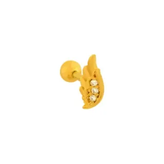 piercing de ouro 18k orelha direita asa pedras