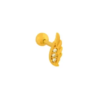 piercing de ouro 18k orelha esquerda asa pedras