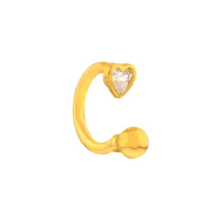 Piercing de ouro 18k orelha ou nariz ferradura coração