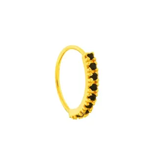 Piercing de ouro 18k para cartilagem com pedras pretas