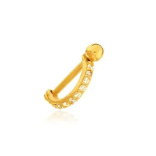 Piercing de ouro 18k para cartilagem com pedras zircônias