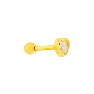 Piercing de Ouro 18k para Tragus zircônia Coração