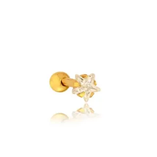 Piercing de ouro 18k ponto de luz estrela tragus cartilagem