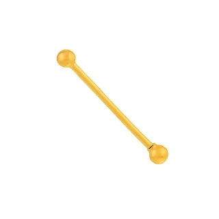 Piercing de ouro 18k reto 18mm com bolinha 3mm