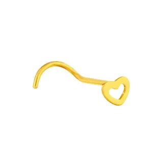 Piercing de ouro 18k reto nariz coração vazado