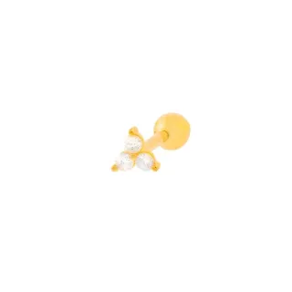 Piercing de ouro 18k tragus ponto de luz triplo