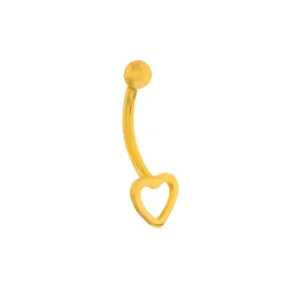 Piercing de umbigo de ouro 18k coração vazado