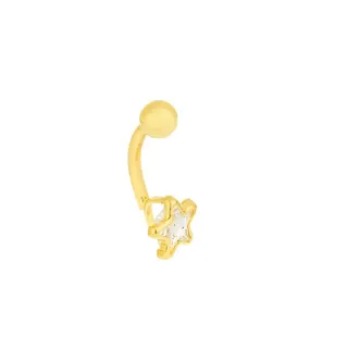 Piercing de umbigo de ouro 18k ponto de luz estrela
