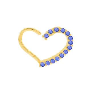 Piercing helix ou daith ouro 18k coração azul esquerdo 