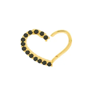 Piercing helix ou daith ouro 18k coração preto direito 