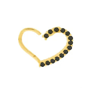 Piercing helix ou daith ouro 18k coração preto esquerdo 