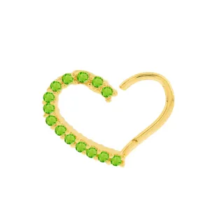 Piercing helix ou daith ouro 18k coração verde direito 