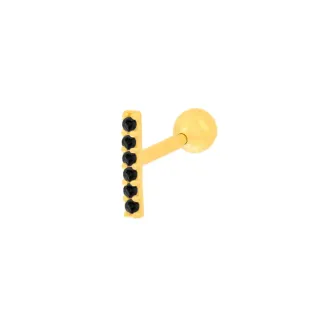 Piercing helix ou tragus palito com pedras pretas