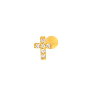 Piercing orelha ouro 18k tragus ou helix cruz II